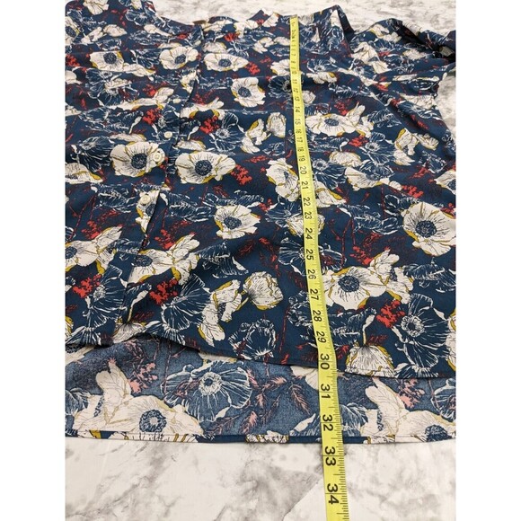 Duluth Wrinkle Fighter Tunic Button Shirt Blue White Floral Long Sleeve Size 4X - Picture 7 of 8